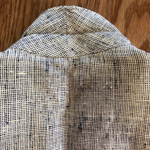 Clare Joseph Vintage Blue White Matka Silk Blazer Jacket Womens 6 - Picture 7 of 12